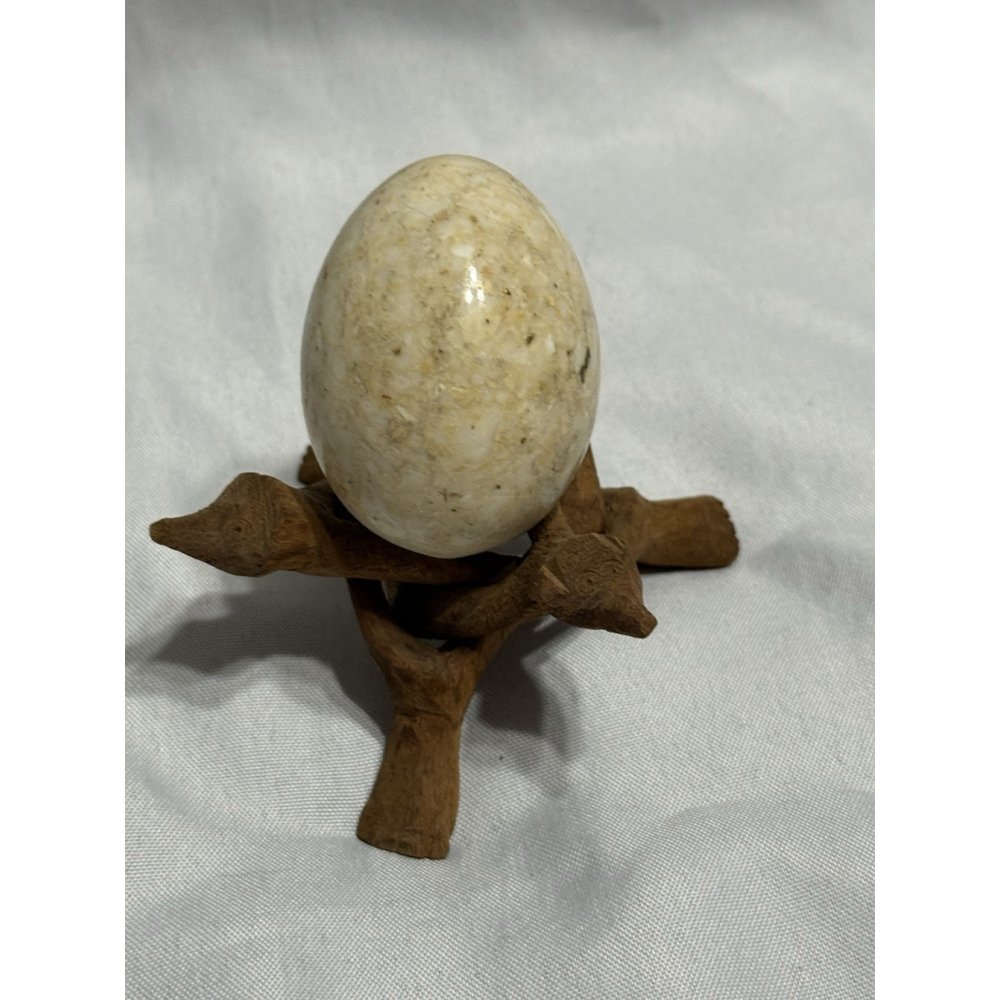 Pier 1 Polished Egg Rock Decorative Paperweight Brown/white Marble Quartz 2 1/2”